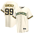 Silnrao M.Brewers #99 Gary Sanchez Player Cream Home Game Stitched Jerseys