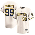 Silnrao M.Brewers #99 Gary Sanchez Player Cream Home Limited Game Stitched Jerseys