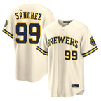 Silnrao M.Brewers #99 Gary Sanchez Player Cream Home Limited Stitched Jerseys