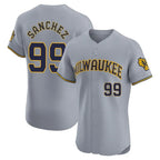 Silnrao M.Brewers #99 Gary Sanchez Player Gray Home Limited Elite Stitched Jerseys