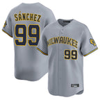 Silnrao M.Brewers #99 Gary Sanchez Player Gray Home Limited Stitched Jerseys