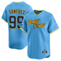 Silnrao M.Brewers #99 Gary Sanchez Player Light Blue City Connect Home Limited Stitched Jerseys