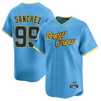Silnrao M.Brewers #99 Gary Sanchez Player Light Blue City Connect Home Limited Stitched Jerseys