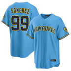 Silnrao M.Brewers #99 Gary Sanchez Player Light Blue Road Stadium Game Stitched Jerseys