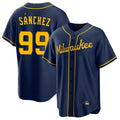 Silnrao M.Brewers #99 Gary Sanchez Player Navy Home Game Stitched Jerseys