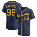 Silnrao M.Brewers #99 Gary Sanchez Player Navy Home Limited Elite Stitched Jerseys