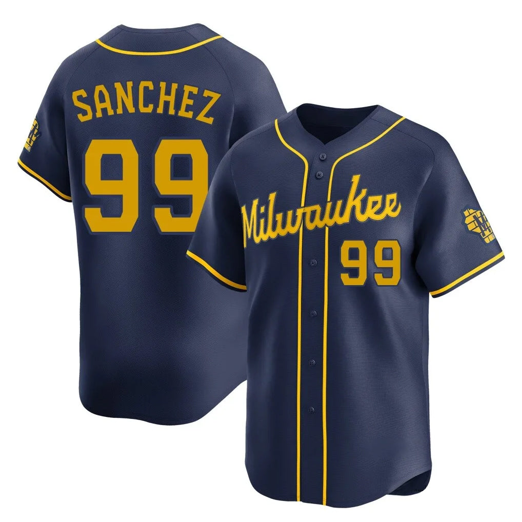 Silnrao M.Brewers #99 Gary Sanchez Player Navy Home Limited Stitched Jerseys