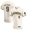 Silnrao M.Brewers #9 Bob Uecker Player Cream Home Limited Elite Stitched Jerseys