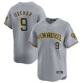 Silnrao M.Brewers #9 Bob Uecker Player Gray Home Limited Stitched Jerseys