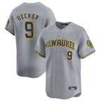 Silnrao M.Brewers #9 Bob Uecker Player Gray Home Limited Stitched Jerseys