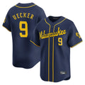 Silnrao M.Brewers #9 Bob Uecker Player Navy Home Limited Stitched Jerseys