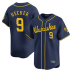 Silnrao M.Brewers #9 Bob Uecker Player Navy Home Limited Stitched Jerseys