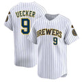Silnrao M.Brewers #9 Bob Uecker Player White Stripes Home Limited Game Stitched Jerseys