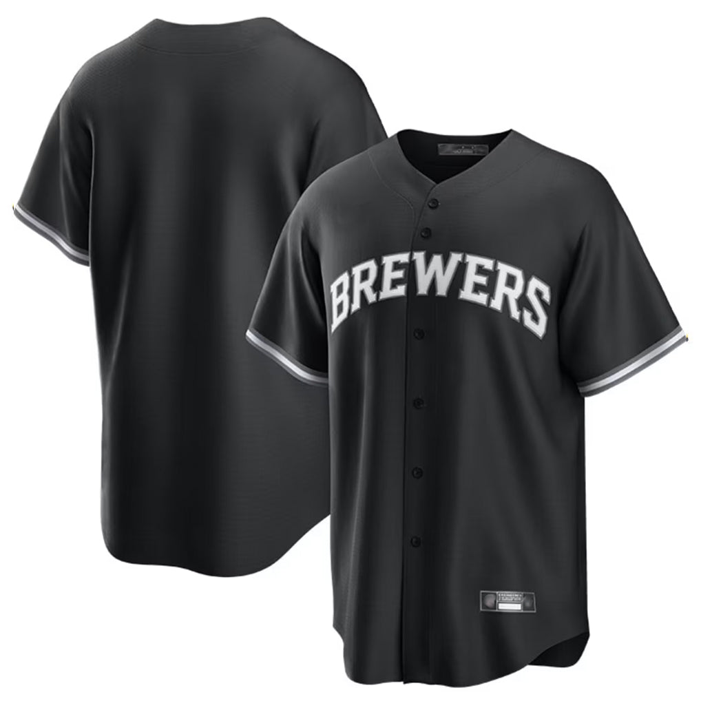 Silnrao M.Brewers ## Brewers Blank Player Black Game Home Stitched Jerseys