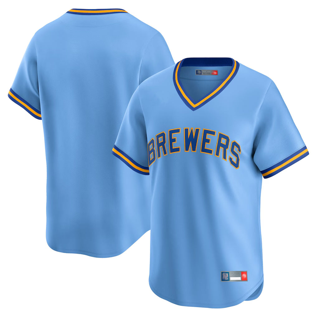 Silnrao M.Brewers ## Brewers Blank Player Light Blue Cooperstown Collection T-shirt Stitched Jerseys