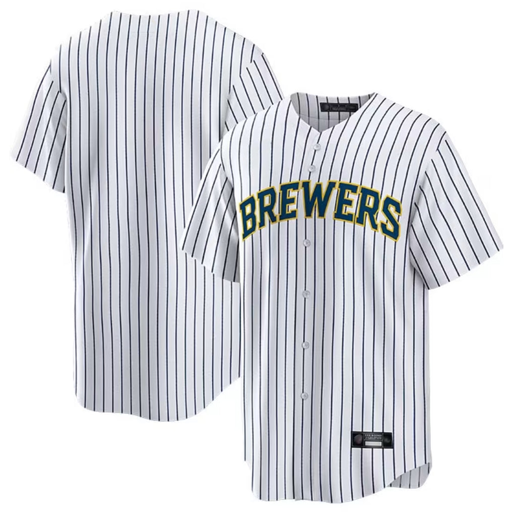 Silnrao M.Brewers ## Brewers Blank Player White Stripes Home Game Stitched Jerseys