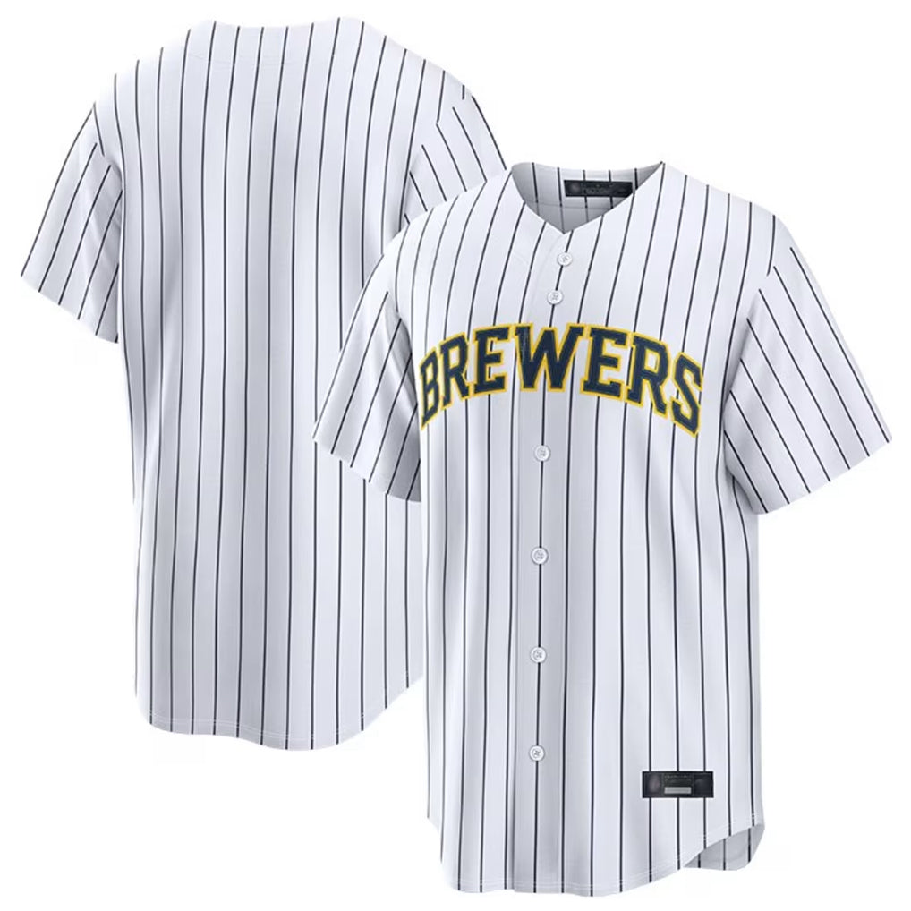 Silnrao M.Brewers ## Brewers Blank Player White Stripes Home Limited Stitched Jerseys
