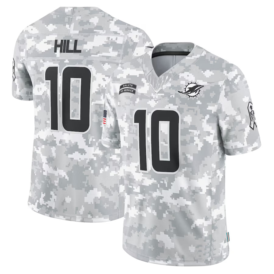 Silnrao M.Dolphins #10 Tyreek Hill Player Arctic Camo Salute to Service Limited Stitched Jerseys