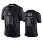 Silnrao M.Dolphins #10 Tyreek Hill Player Black RFLCTV Limited Stitched Jerseys