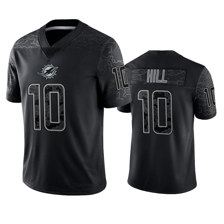 Silnrao M.Dolphins #10 Tyreek Hill Player Black RFLCTV Limited Stitched Jerseys