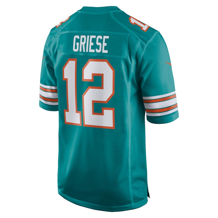Silnrao M.Dolphins #12 Bob Griese Player Aqua Home Game Stitched Jerseys