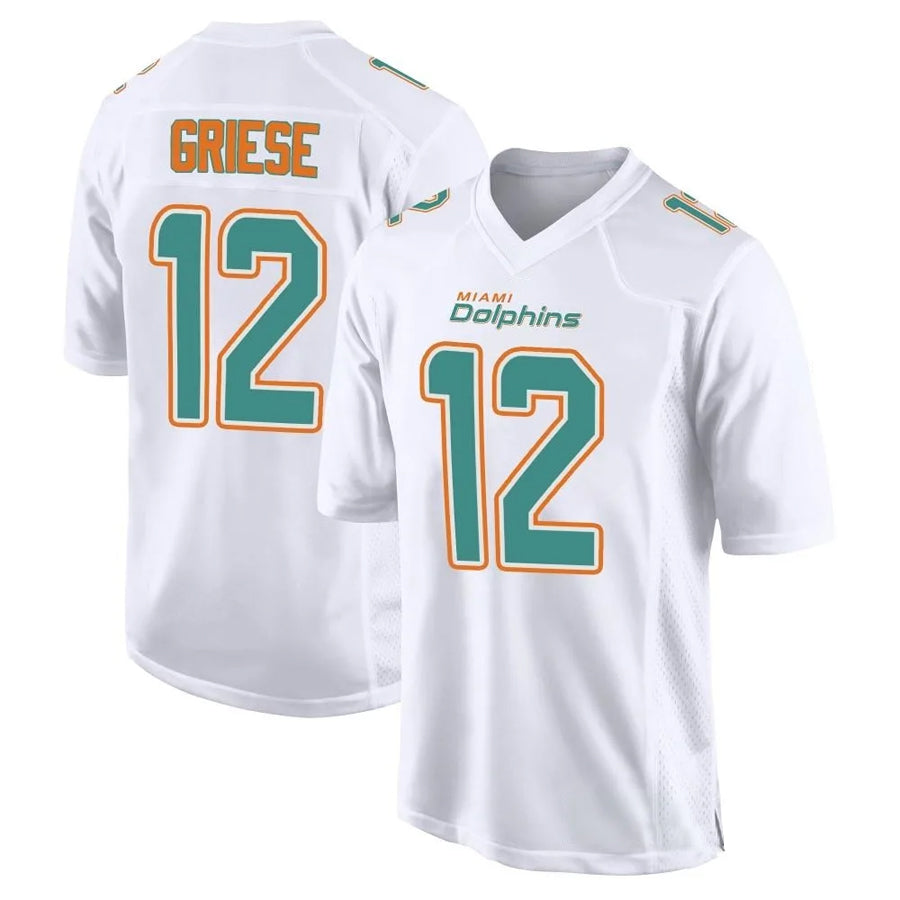 Silnrao M.Dolphins #12 Bob Griese Player White Fashion Game Stitched Jerseys