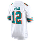 Silnrao M.Dolphins #12 Bob Griese Player White Home Game Stitched Jerseys