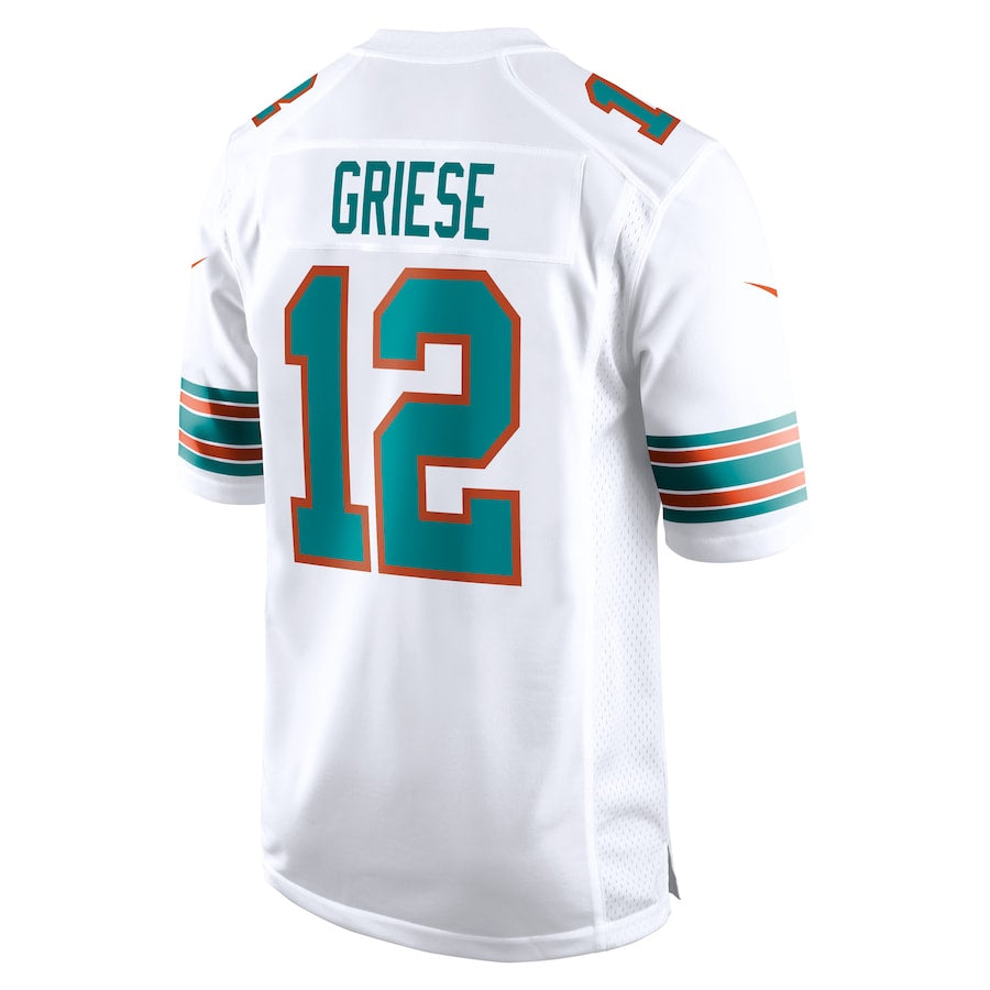 Silnrao M.Dolphins #12 Bob Griese Player White Home Game Stitched Jerseys