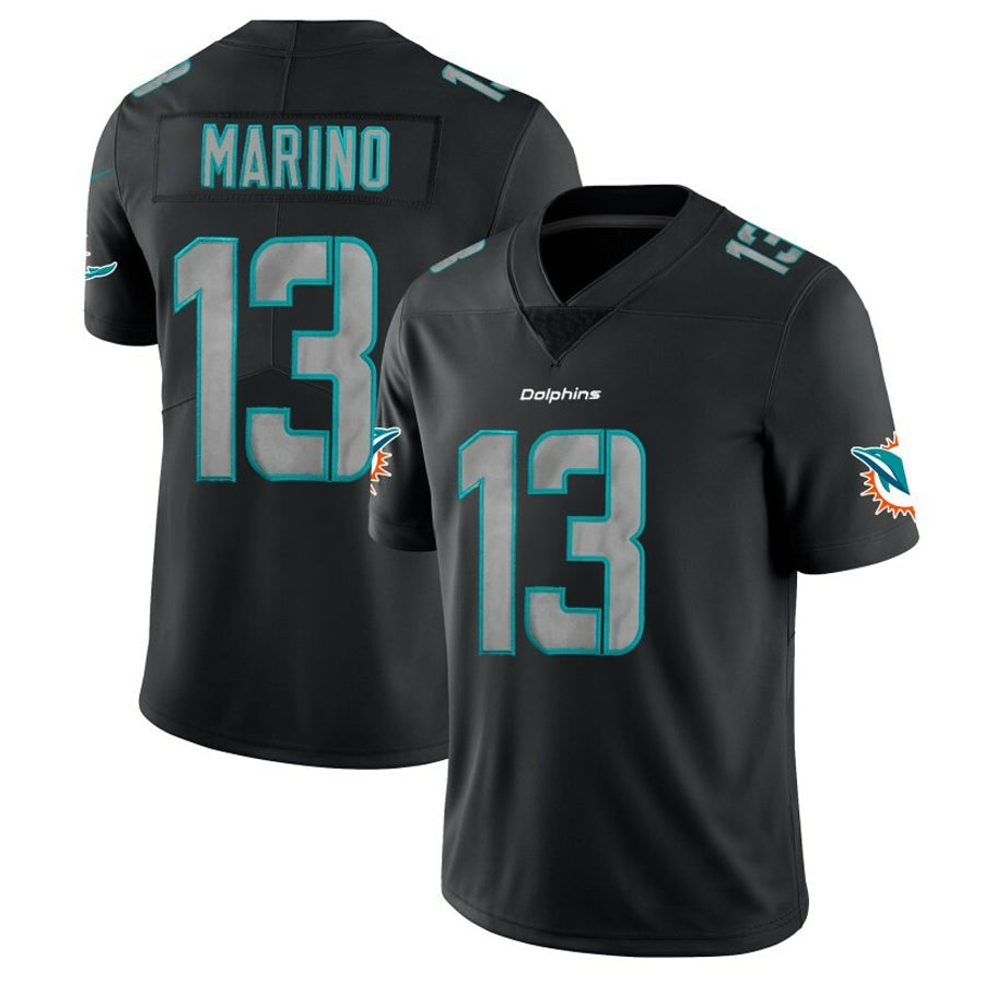 Silnrao M.Dolphins #13 Dan Marino Player Black Fashion Limited Game Stitched Jerseys
