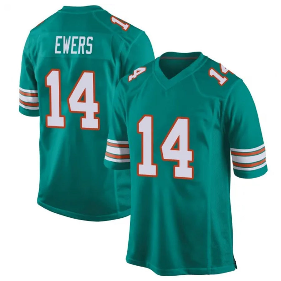 Silnrao M.Dolphins #14 Quinn Ewers Player Aqua Game Stitched Jerseys