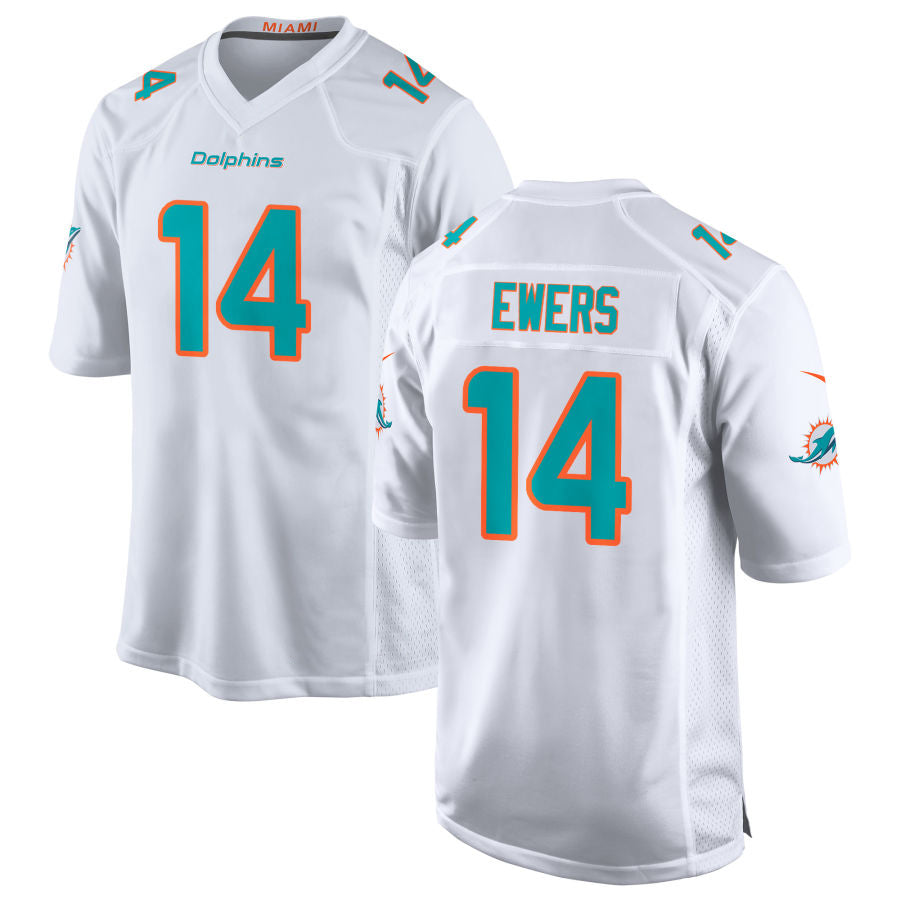 Silnrao M.Dolphins #14 Quinn Ewers Player White Home Game Stitched Jerseys