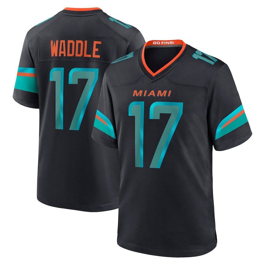 Silnrao M.Dolphins #17 Jaylen Waddle Player Blue Rivalries Collection Game Stitched Jerseys
