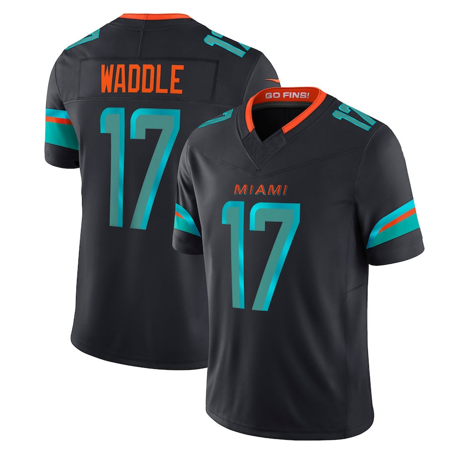 Silnrao M.Dolphins #17 Jaylen Waddle Player Blue Rivalries Collection Vapor Limited Stitched Jerseys
