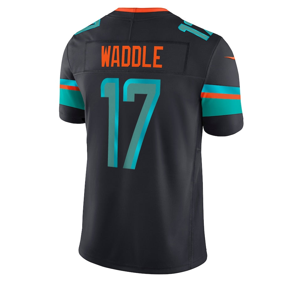 Silnrao M.Dolphins #17 Jaylen Waddle Player Blue Rivalries Collection Vapor Limited Stitched Jerseys