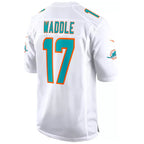 Silnrao M.Dolphins #17 Jaylen Waddle Player White Home Game Stitched Jerseys