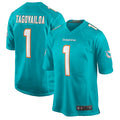 Silnrao M.Dolphins #1 Tua Tagovailoa Player Aqua Home Game Stitched Jerseys