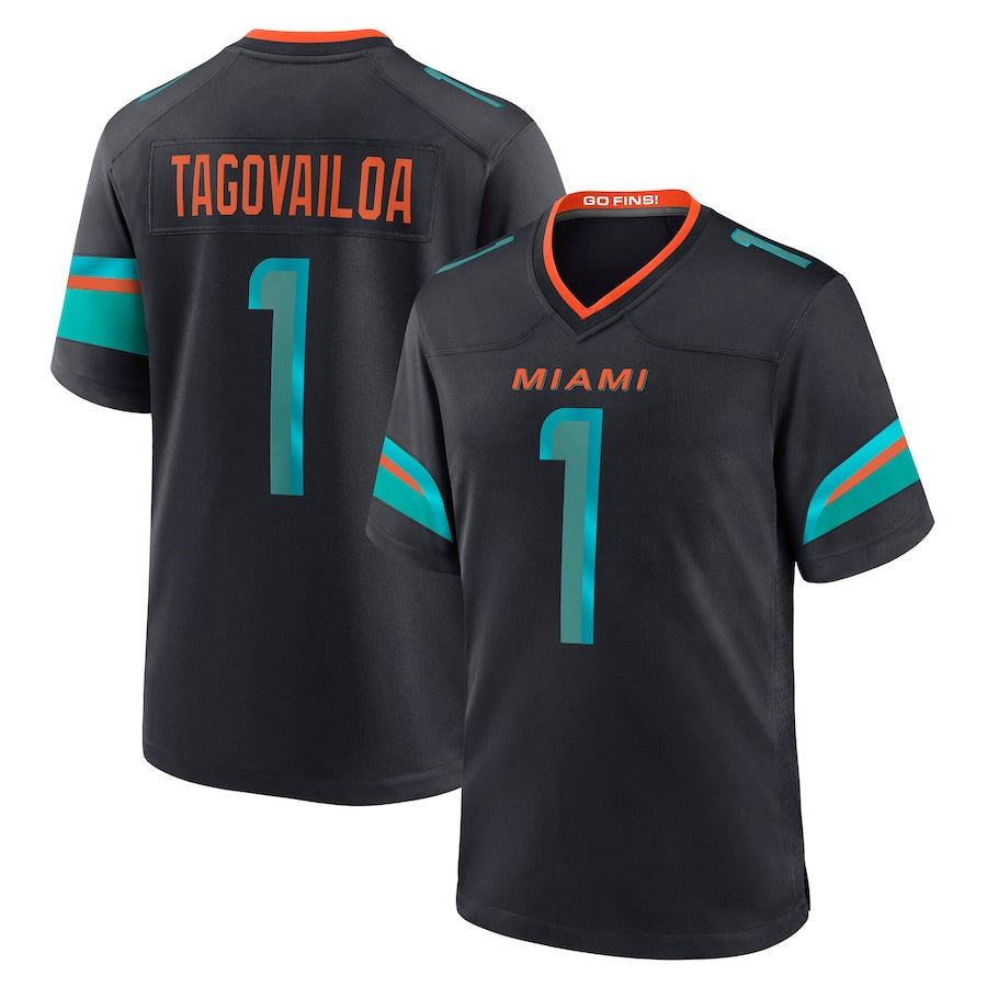 Silnrao M.Dolphins #1 Tua Tagovailoa Player Blue Rivalries Collection Game Stitched Jerseys