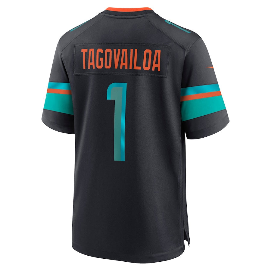 Silnrao M.Dolphins #1 Tua Tagovailoa Player Blue Rivalries Collection Game Stitched Jerseys