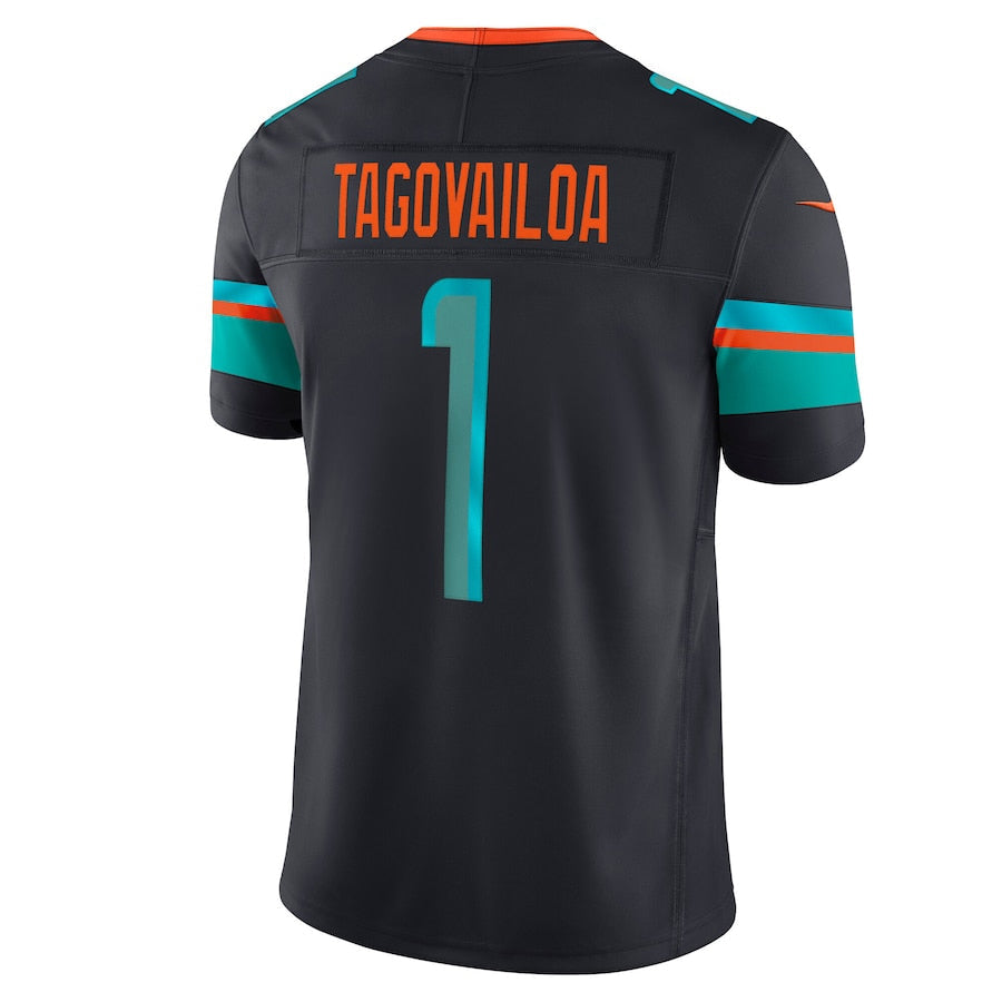 Silnrao M.Dolphins #1 Tua Tagovailoa Player Blue Rivalries Collection Vapor Limited Stitched Jerseys