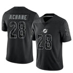 Silnrao M.Dolphins #28 De¡¯Von Achane Player Black RFLCTV Limited Stitched Jerseys