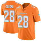 Silnrao M.Dolphins #28 De¡¯Von Achane Player Orange Vapor Limited Stitched Jerseys