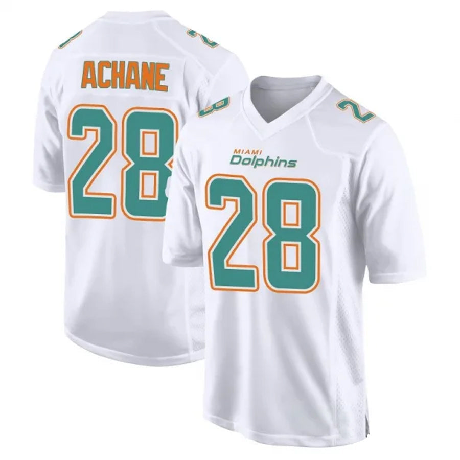 Silnrao M.Dolphins #28 De¡¯Von Achane Player White Foshion Elite Stitched Jerseys