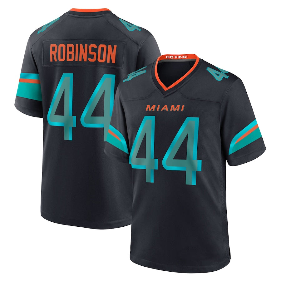 Silnrao M.Dolphins #44 Chop Robinson Player Pitch Blue Rivalries Collection Game Stitched Jerseys