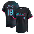 Silnrao M.Marlins #18 Griffin Conine Player Black City Connect Home Limited Stitched Jerseys