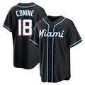 Silnrao M.Marlins #18 Griffin Conine Player Black Fashion Out Home Game Stitched Jerseys
