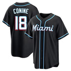 Silnrao M.Marlins #18 Griffin Conine Player Black Fashion Out Home Game Stitched Jerseys