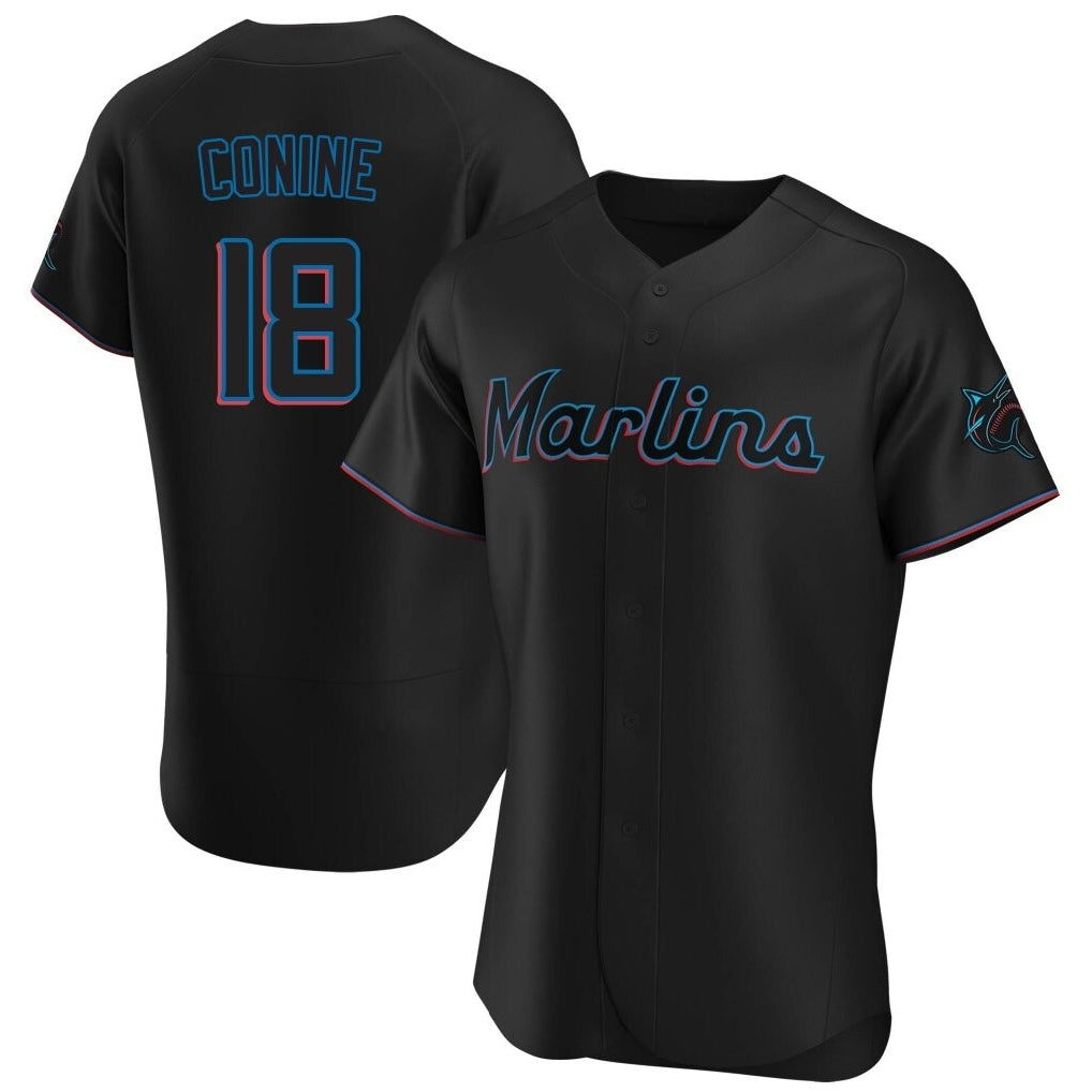Silnrao M.Marlins #18 Griffin Conine Player Black Home Limited Elite Stitched Jerseys