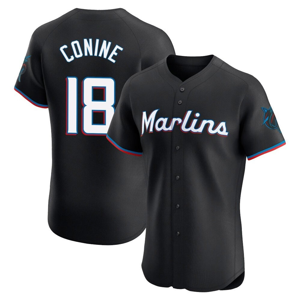 Silnrao M.Marlins #18 Griffin Conine Player Black Vapor Home Limited Elite Stitched Jerseys
