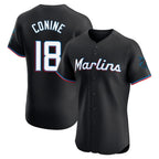 Silnrao M.Marlins #18 Griffin Conine Player Black Vapor Home Limited Elite Stitched Jerseys