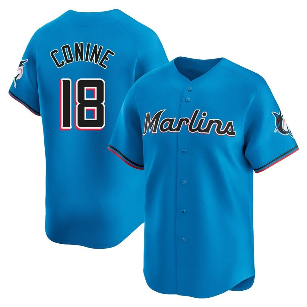 Silnrao M.Marlins #18 Griffin Conine Player Blue Home Limited Stitched Jerseys